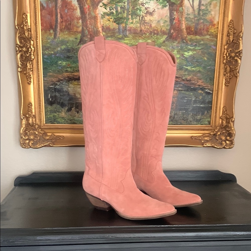 Pink suede cowboy boots - Jeffrey  Campbell Pink Heeled Boots